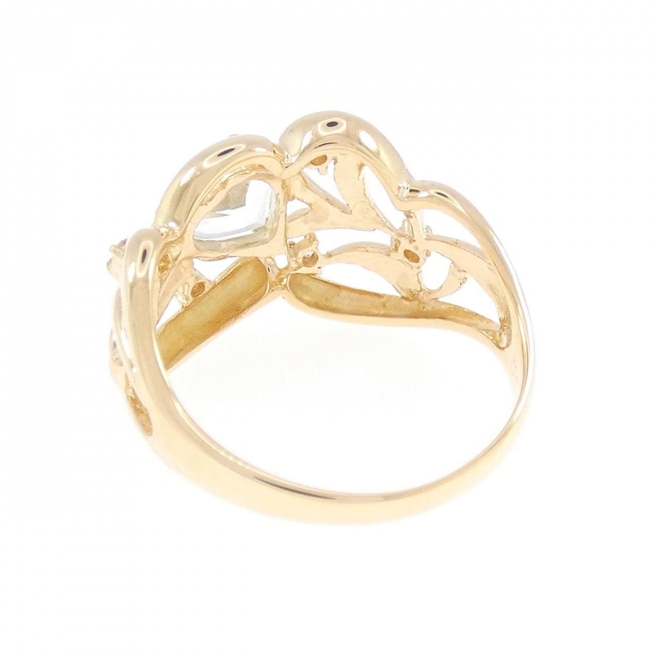 K18YG ハート アクアマリン リング