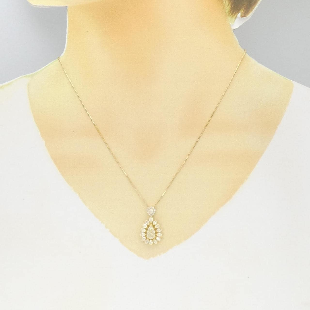 [BRAND NEW] K18YG Diamond Necklace 1.002CT M SI1 Fancy Cut
