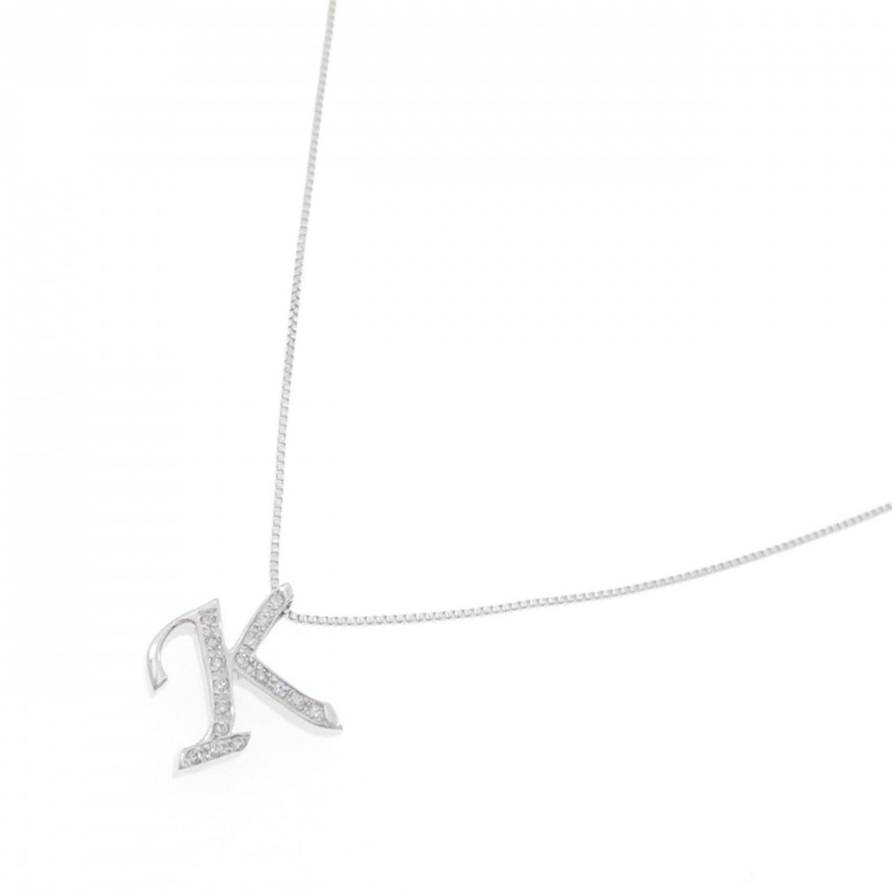 K18WG イニシャルK ダイヤモンド ネックレス 0.17CT