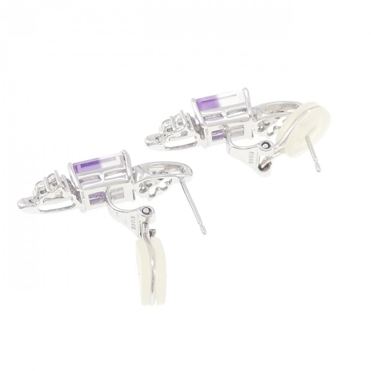 K18WG クオーツ ピアス 3.40CT