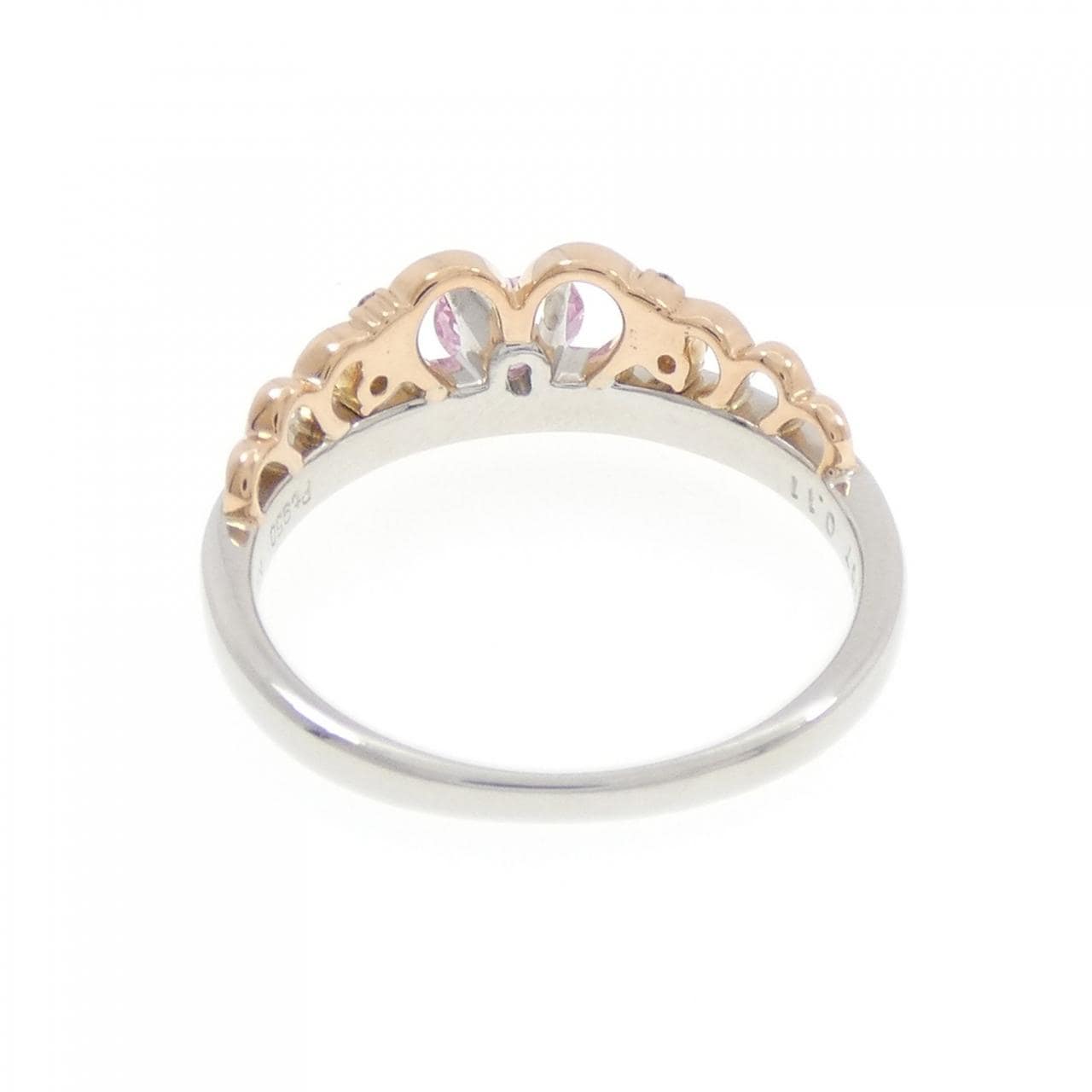 PT950/K18PG ハート サファイヤ リング 0.367CT