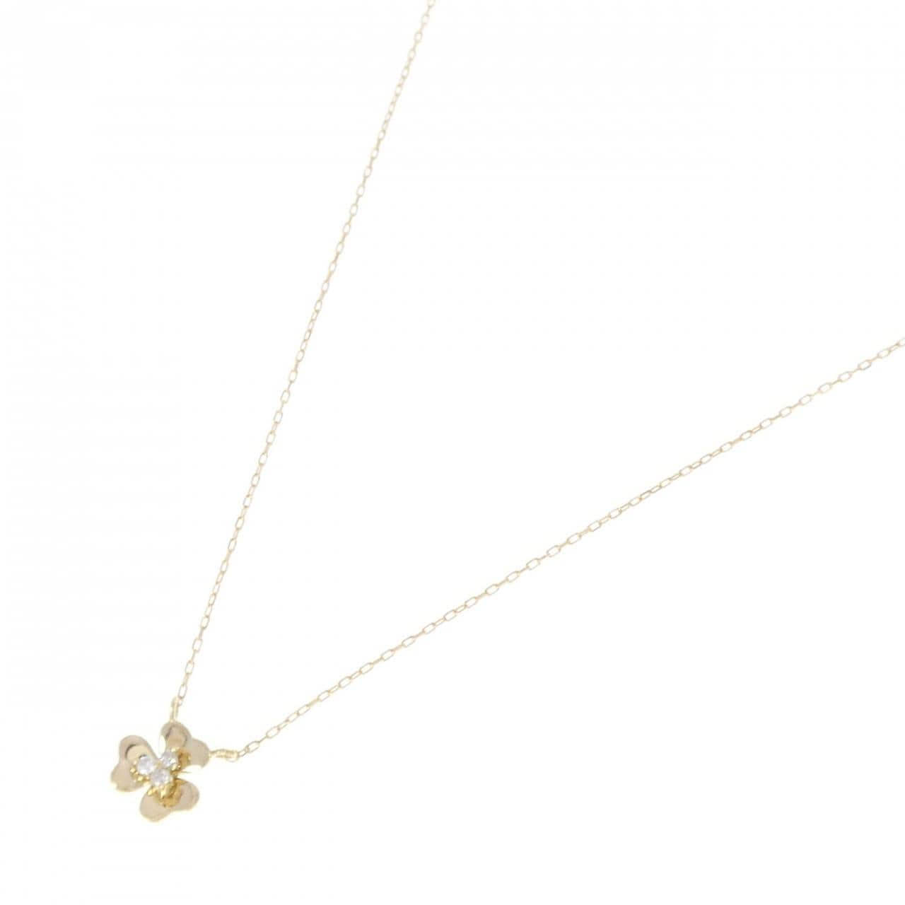 K18YG クローバー ダイヤモンド ネックレス 0.03CT