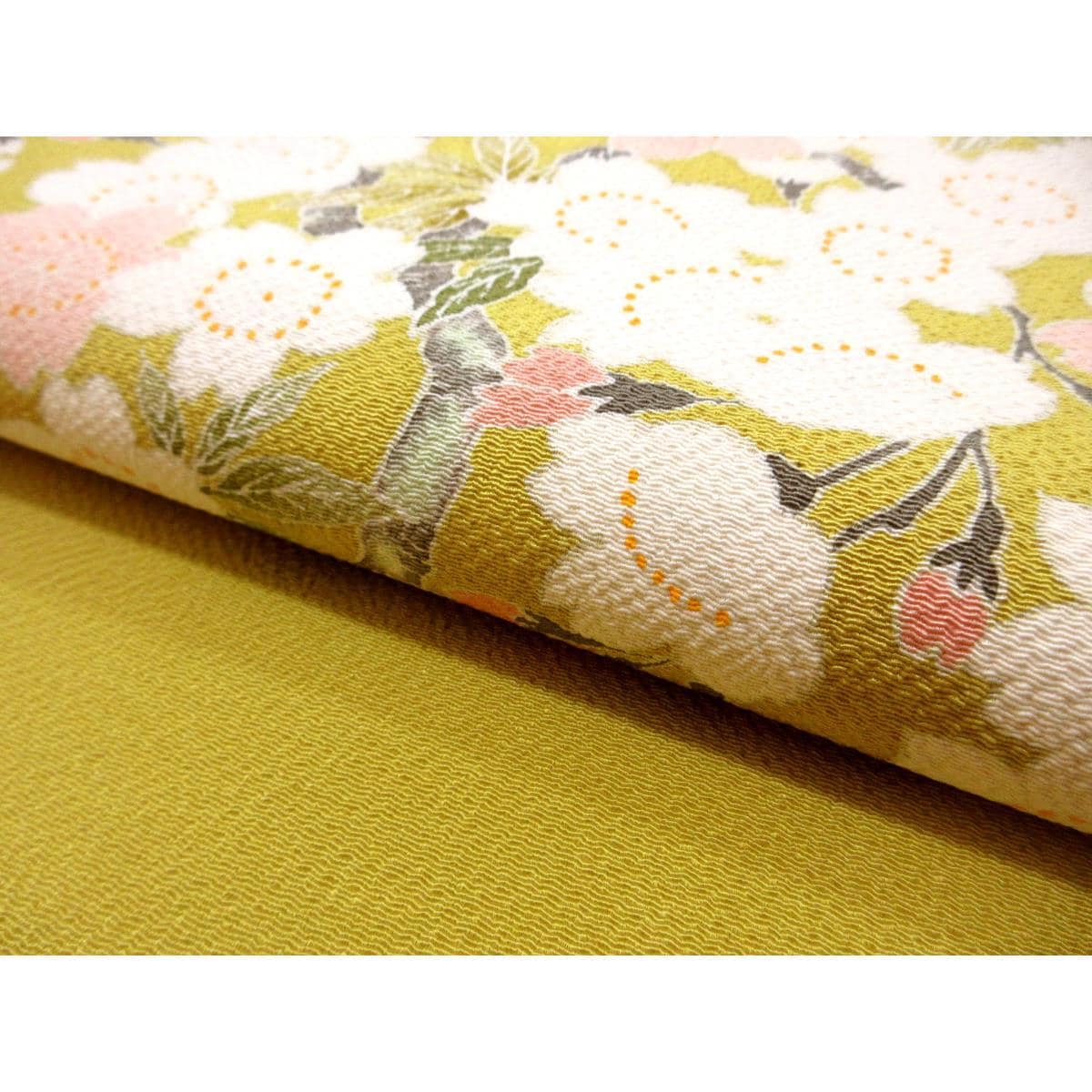 【未使用品】名古屋帯　ちりめん染帯　友禅加工