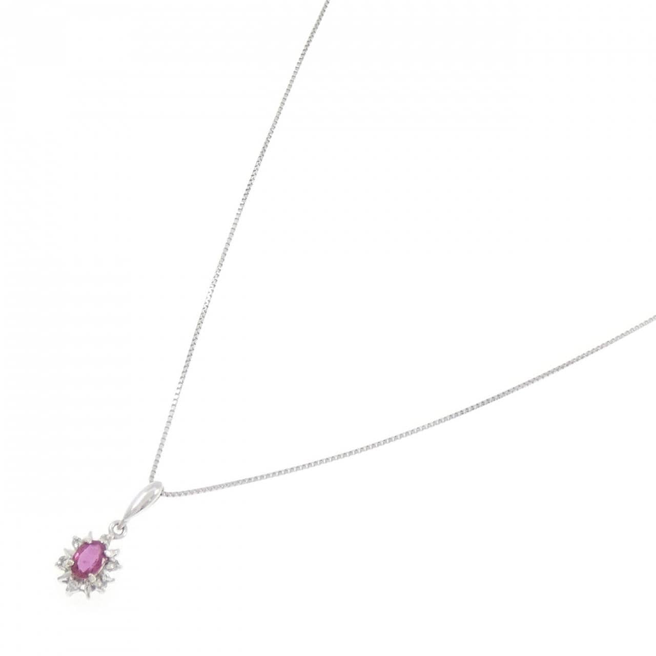 PT900/PT850 ルビー ネックレス 0.25CT