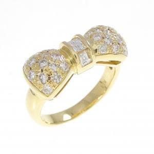 K18YG リボン ダイヤモンド リング 0.71CT