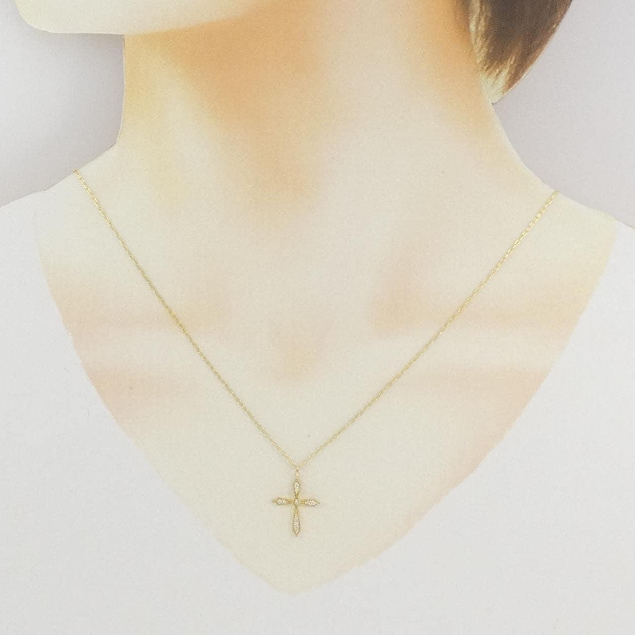 K18YG クロス ダイヤモンド ネックレス