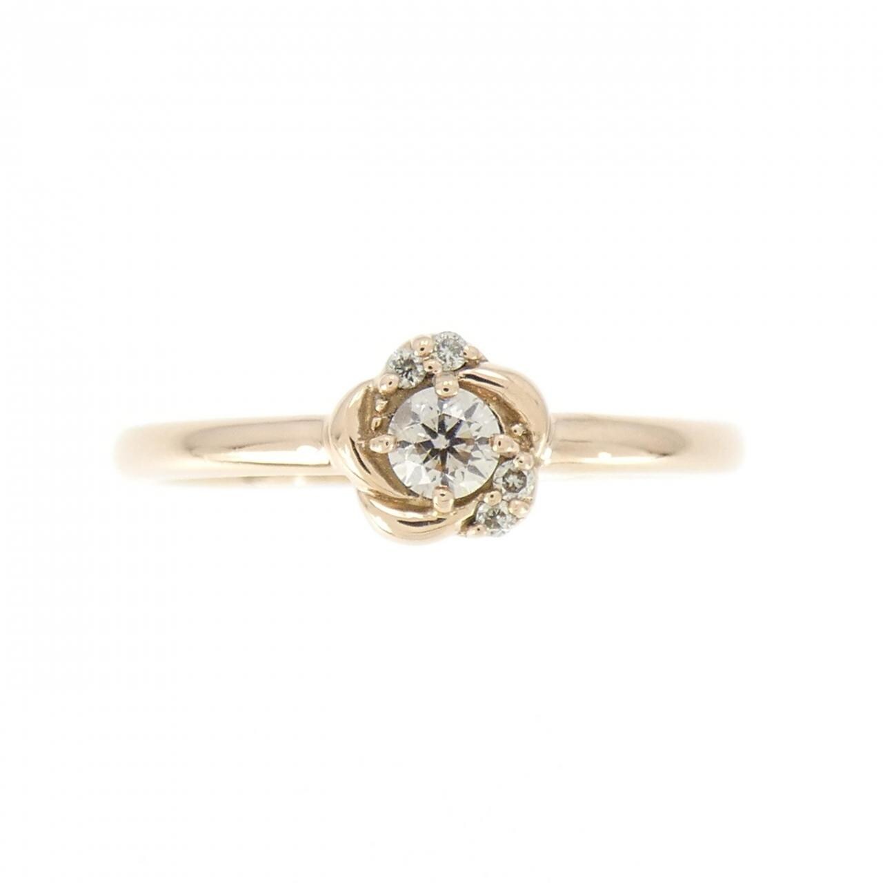 K18PG フラワー ダイヤモンド リング 0.11CT