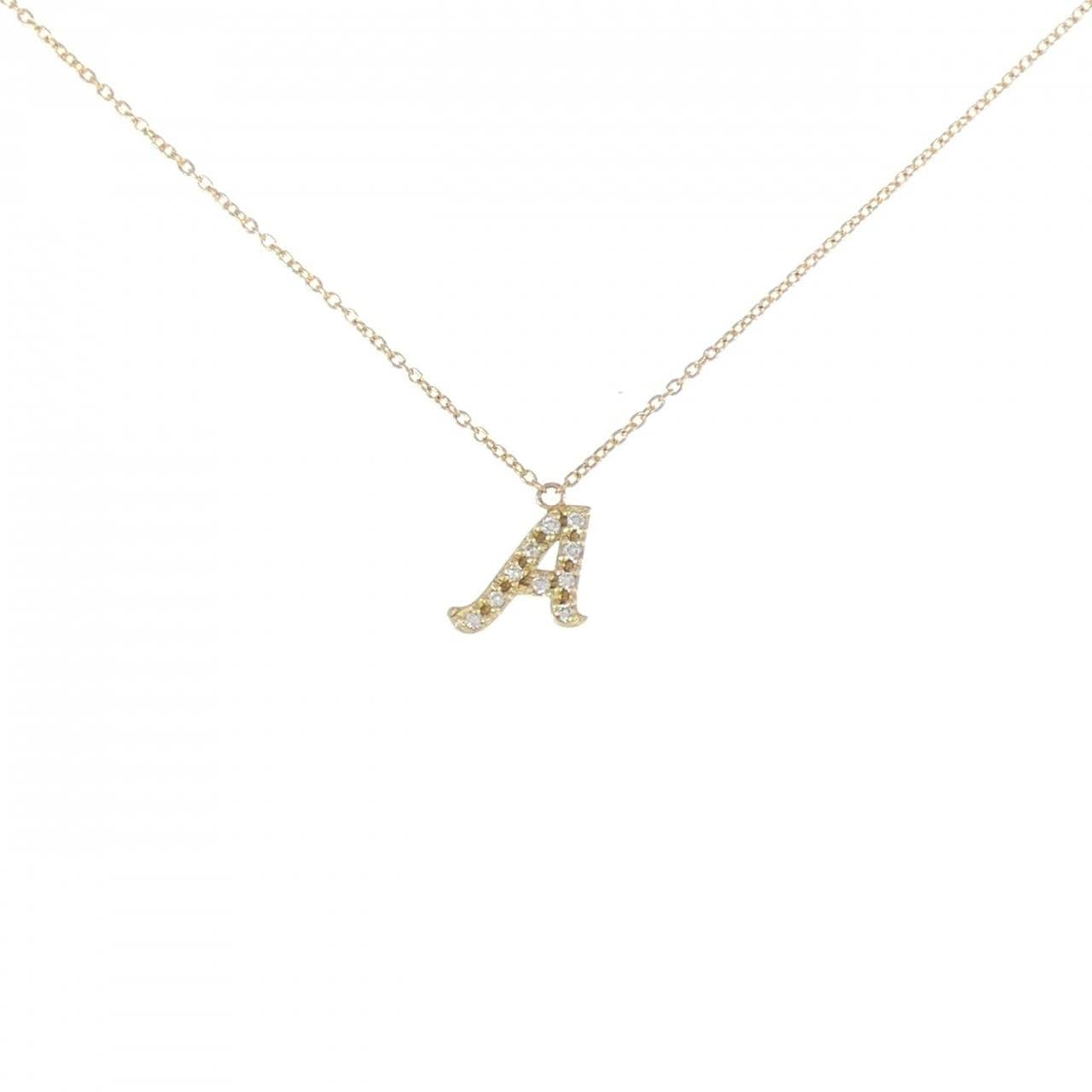 K18YG イニシャルA ダイヤモンド ネックレス 0.05CT