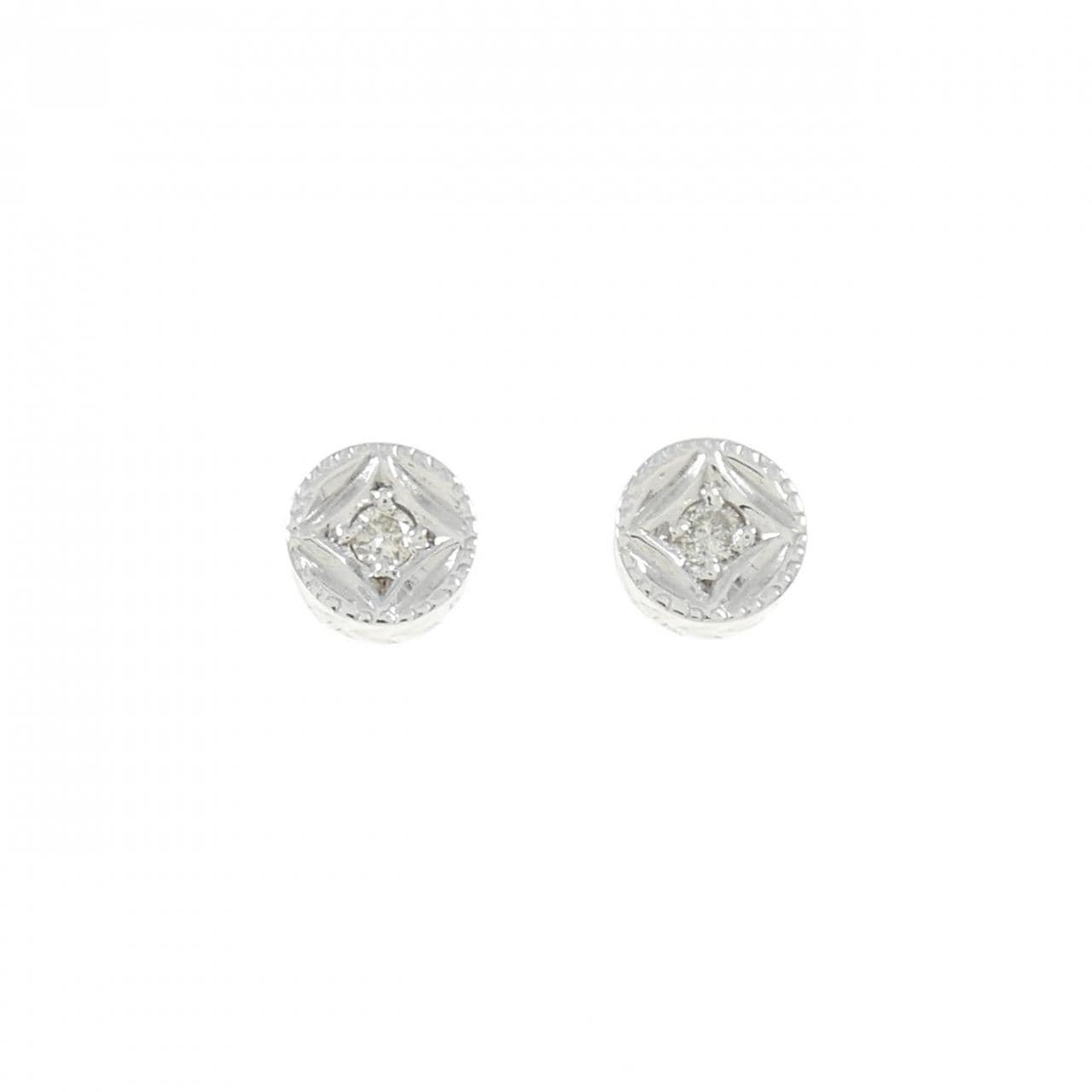 K18WG ダイヤモンド ピアス 0.04CT