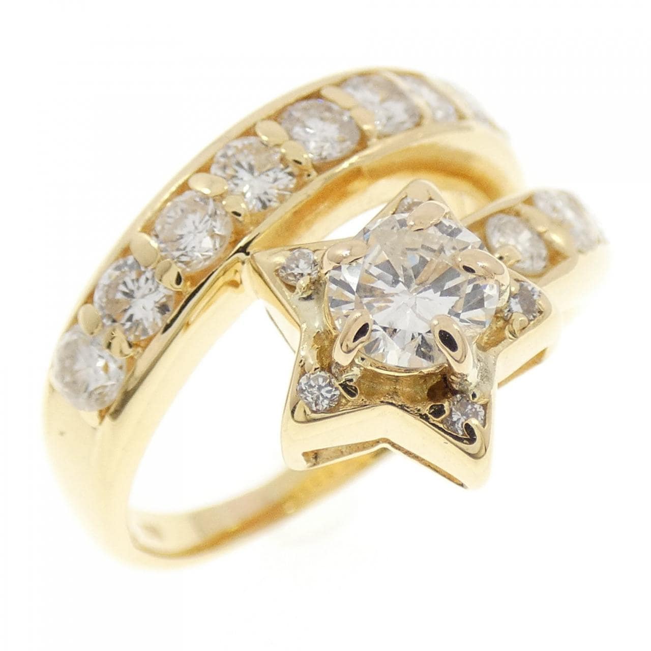 K18YG 星形钻石戒指，1.11克拉