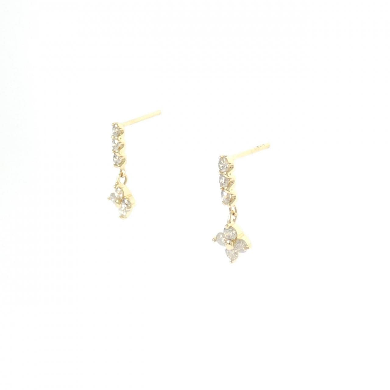 K18YG フラワー ダイヤモンド ピアス 0.32CT