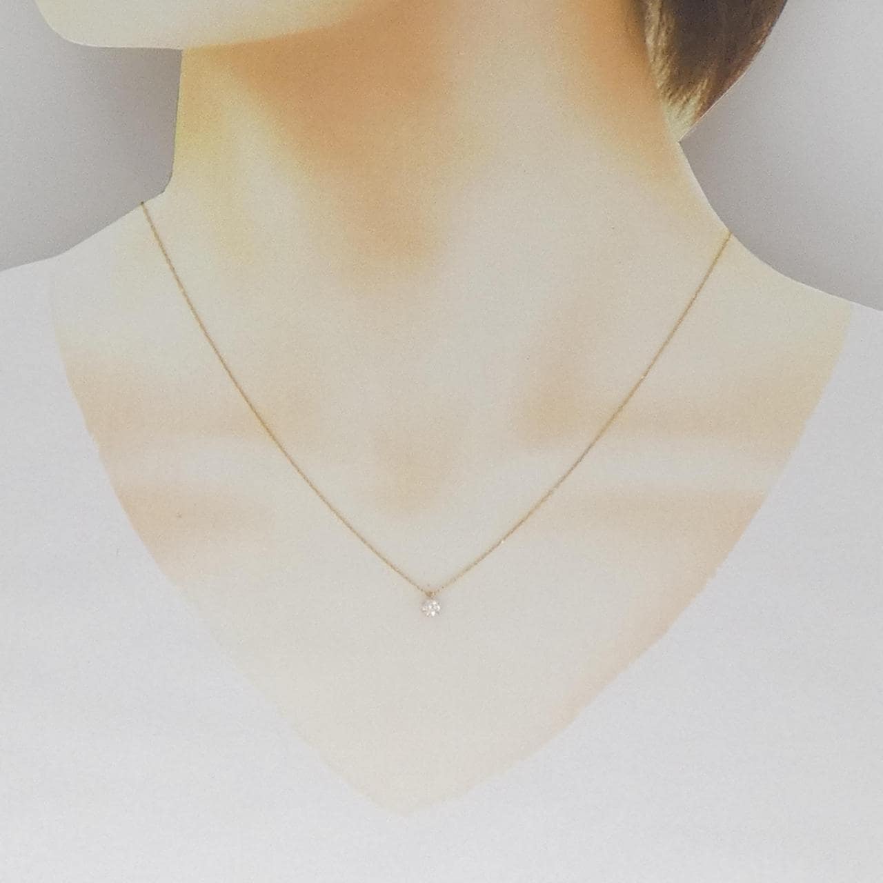 K18PG/K18YG ソリティア ダイヤモンド ネックレス 0.13CT