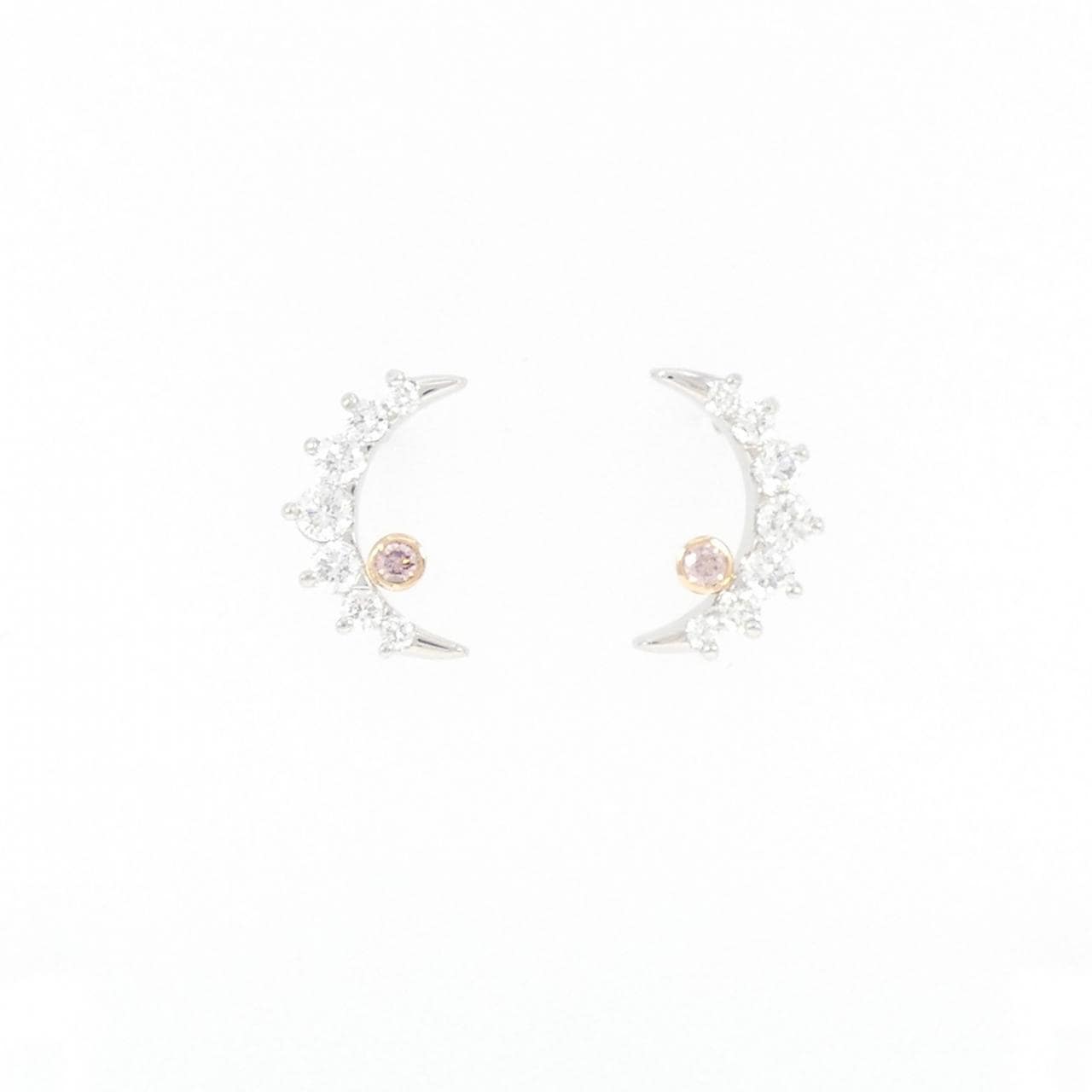 PT/K18PG ムーン ピンクダイヤモンド ピアス 0.05CT