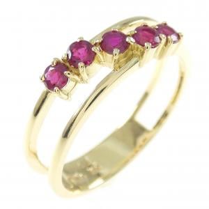 K18YG ルビー リング 0.64CT