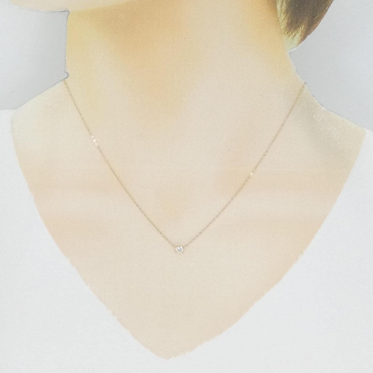 K18PG ソリティア ダイヤモンド ネックレス 0.11CT