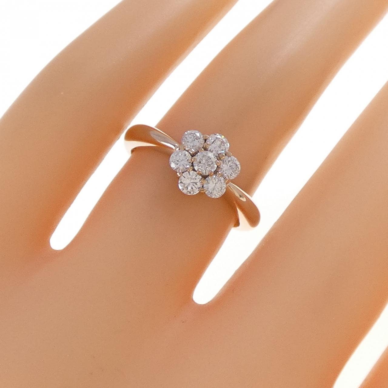K18PG フラワー ダイヤモンド リング 0.50CT