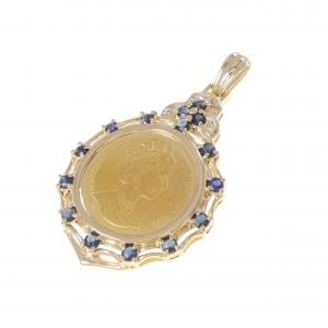 K18YG(枠) サファイヤ コイン ペンダント