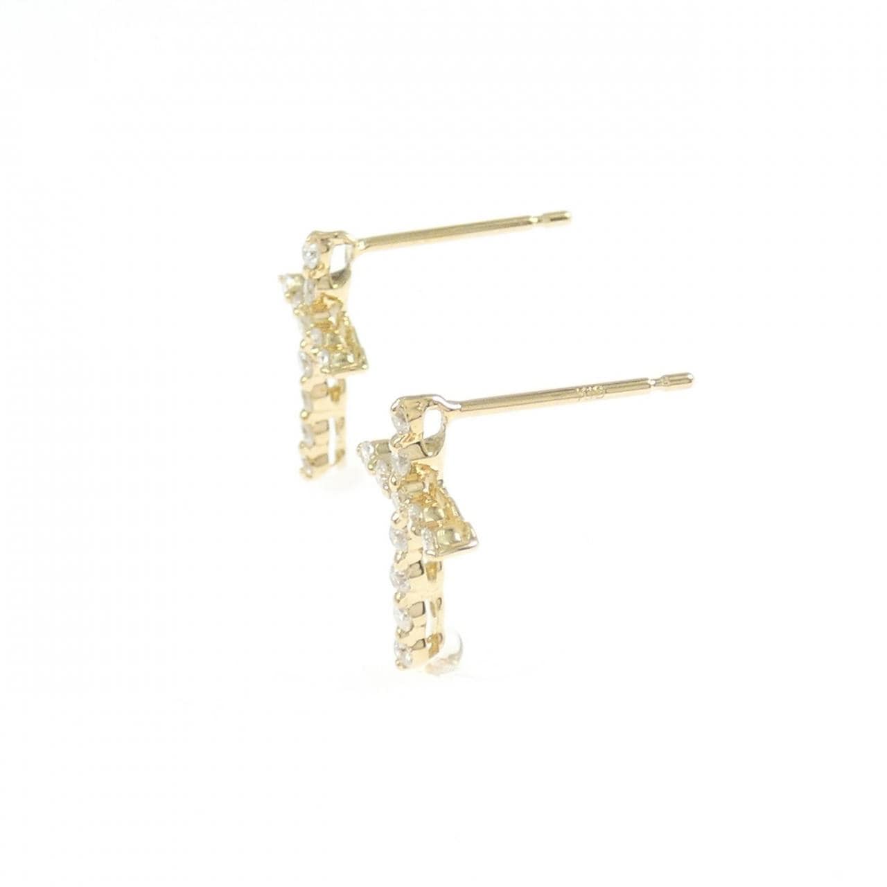 [Remake] K18YG cross Diamond earrings 0.20CT