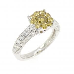 K18WG フラワー ダイヤモンド リング 0.84CT