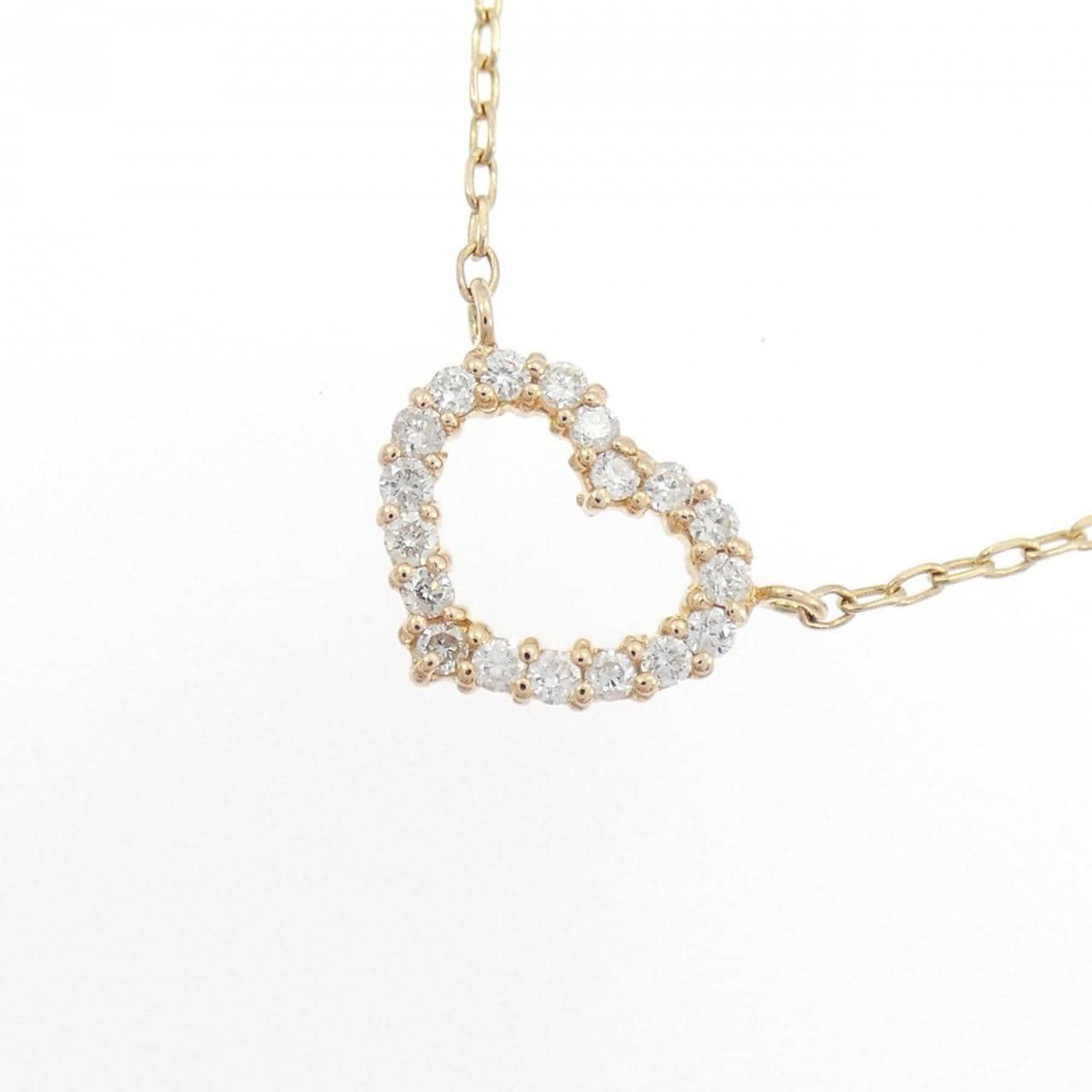 K18PG ハート ダイヤモンド ネックレス 0.18CT