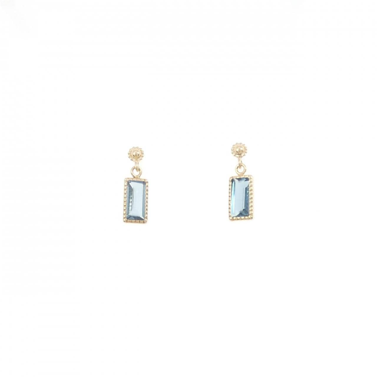 [新品] K10YG 藍色托帕石耳環