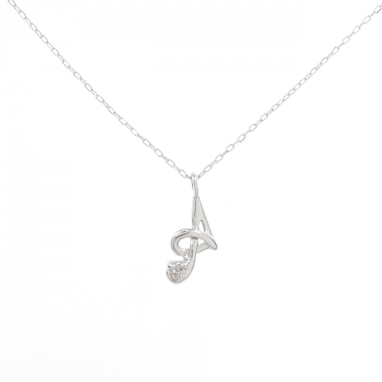 K10WG イニシャルA ダイヤモンド ネックレス 0.01CT