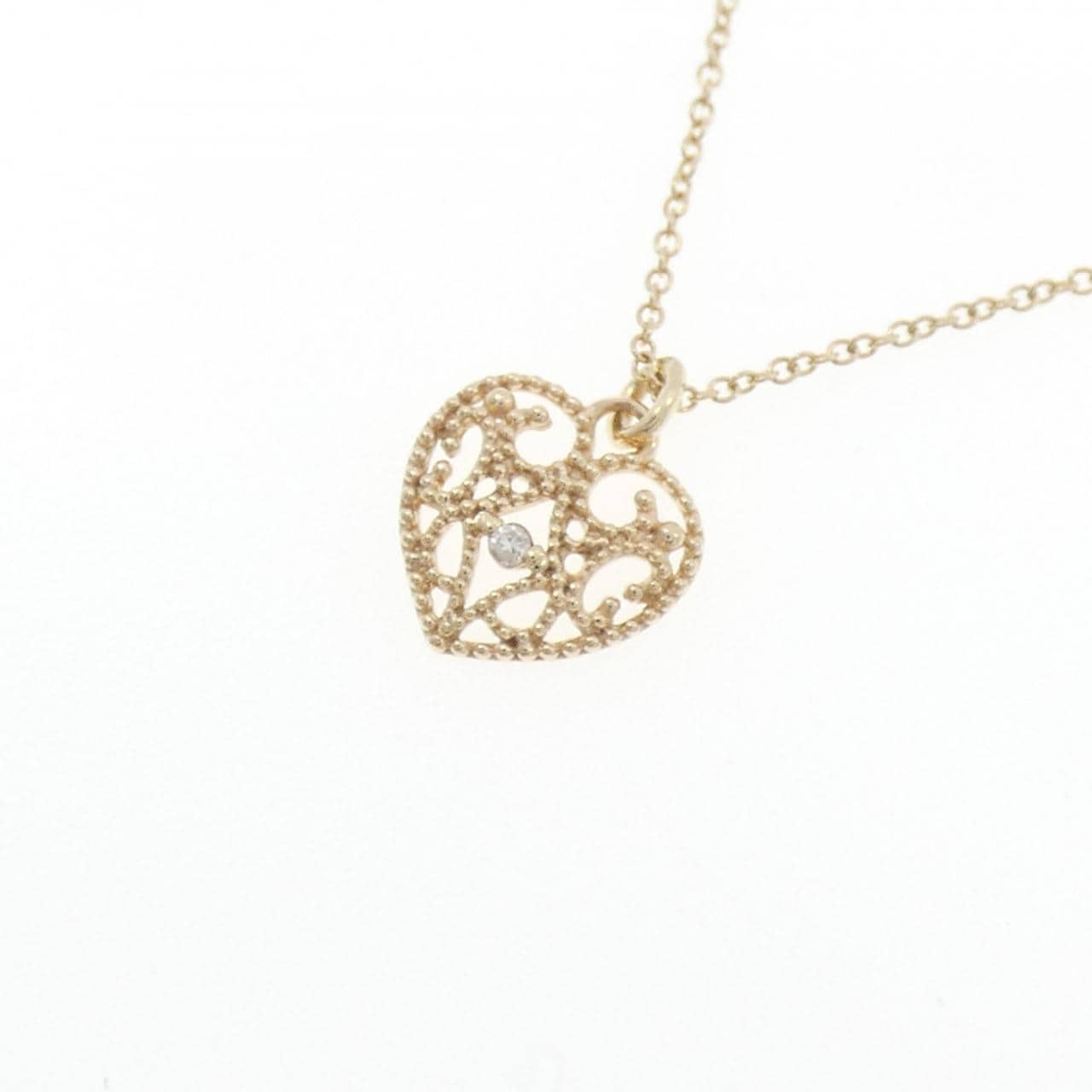 K10YG ハート ダイヤモンド ネックレス