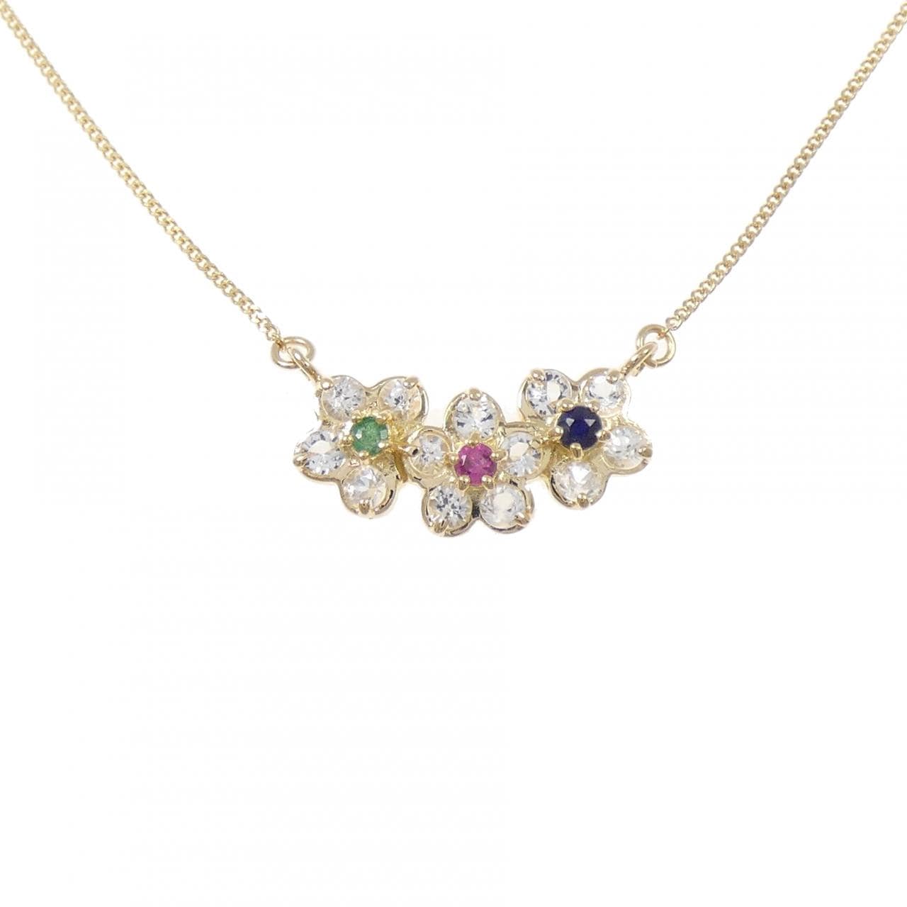 K18YG カラーストーン ネックレス