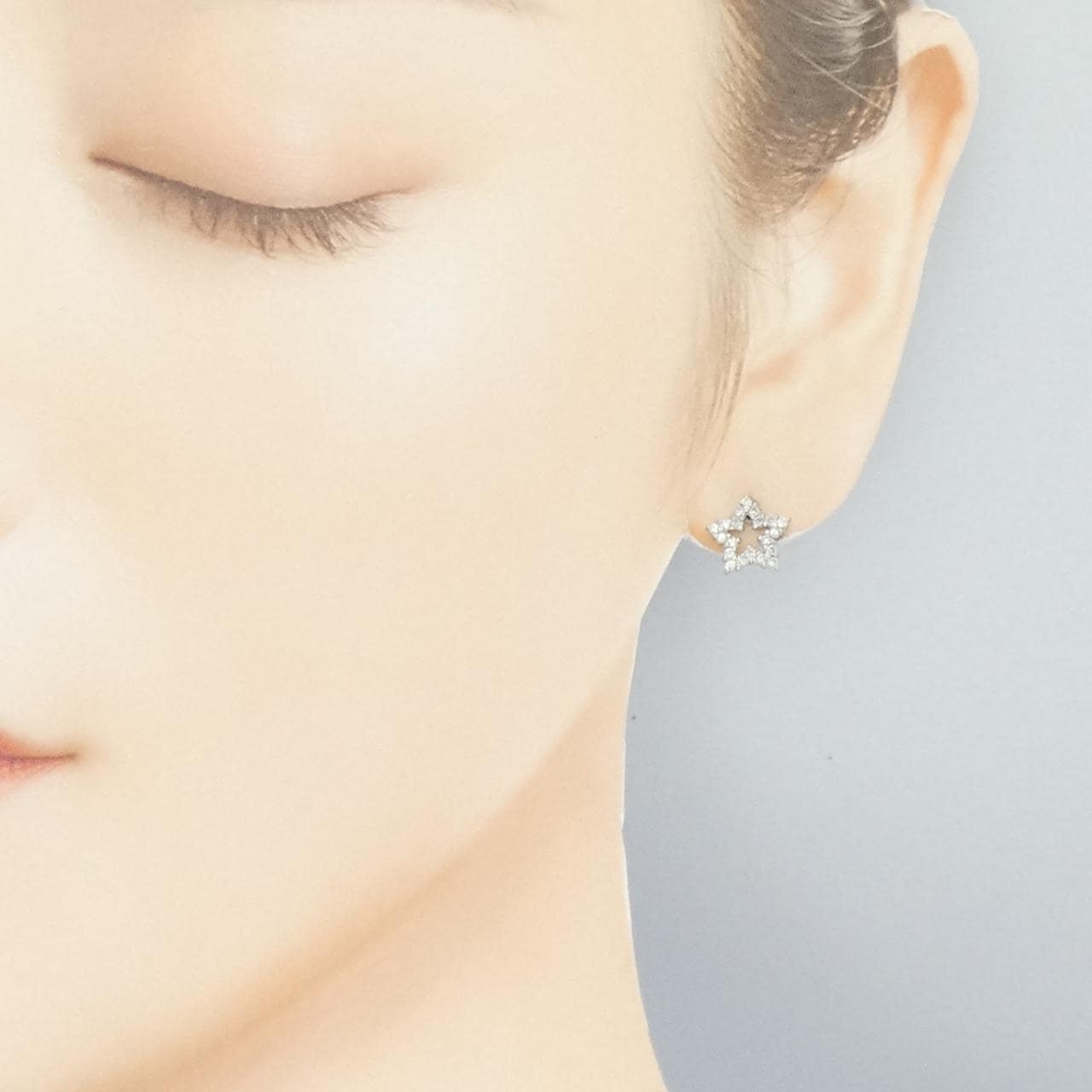 PT900 スター ダイヤモンド ピアス 0.34CT