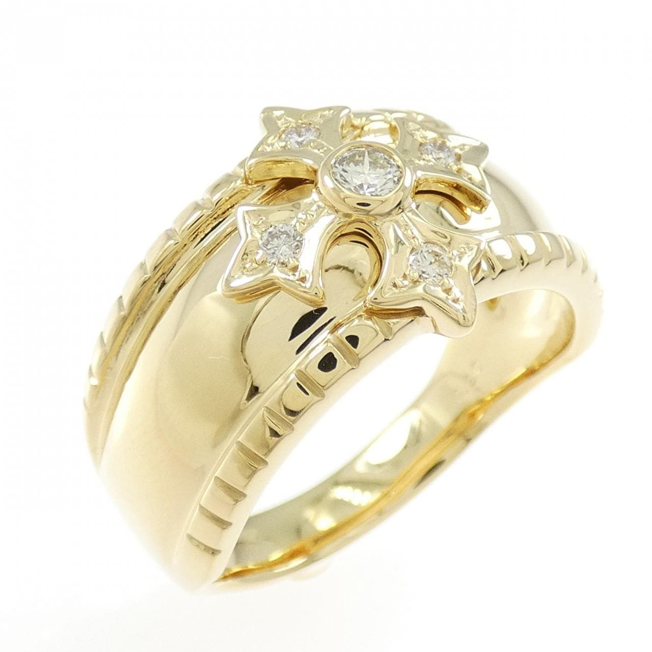 【新品】K18YG クロス ダイヤモンド リング 0.20CT