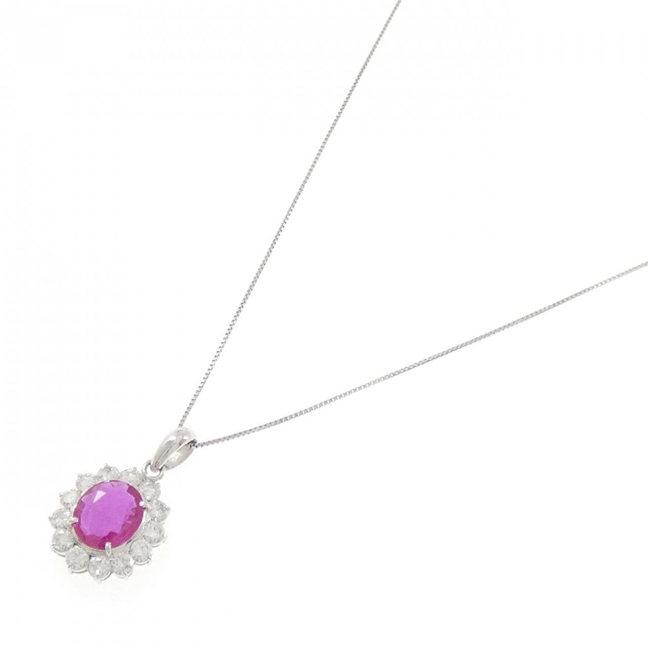 PT900/PT850 ルビー ネックレス 1.36CT
