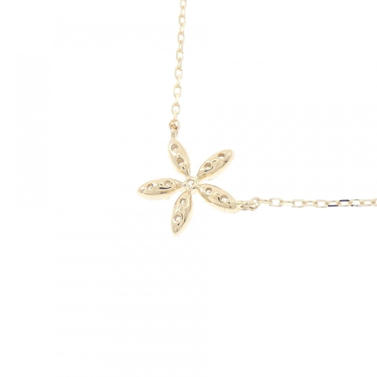 【リメイク】K10YG フラワー ダイヤモンド ネックレス 0.10CT