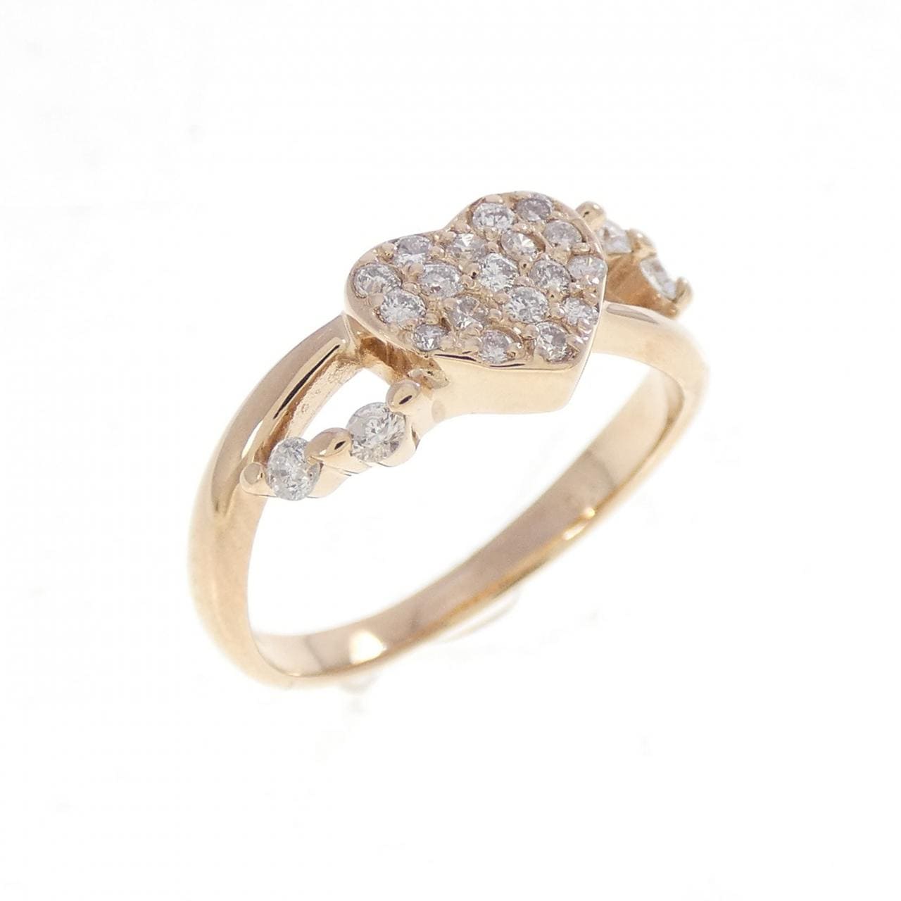 K18PG ハート ダイヤモンド ピンキーリング 0.17CT