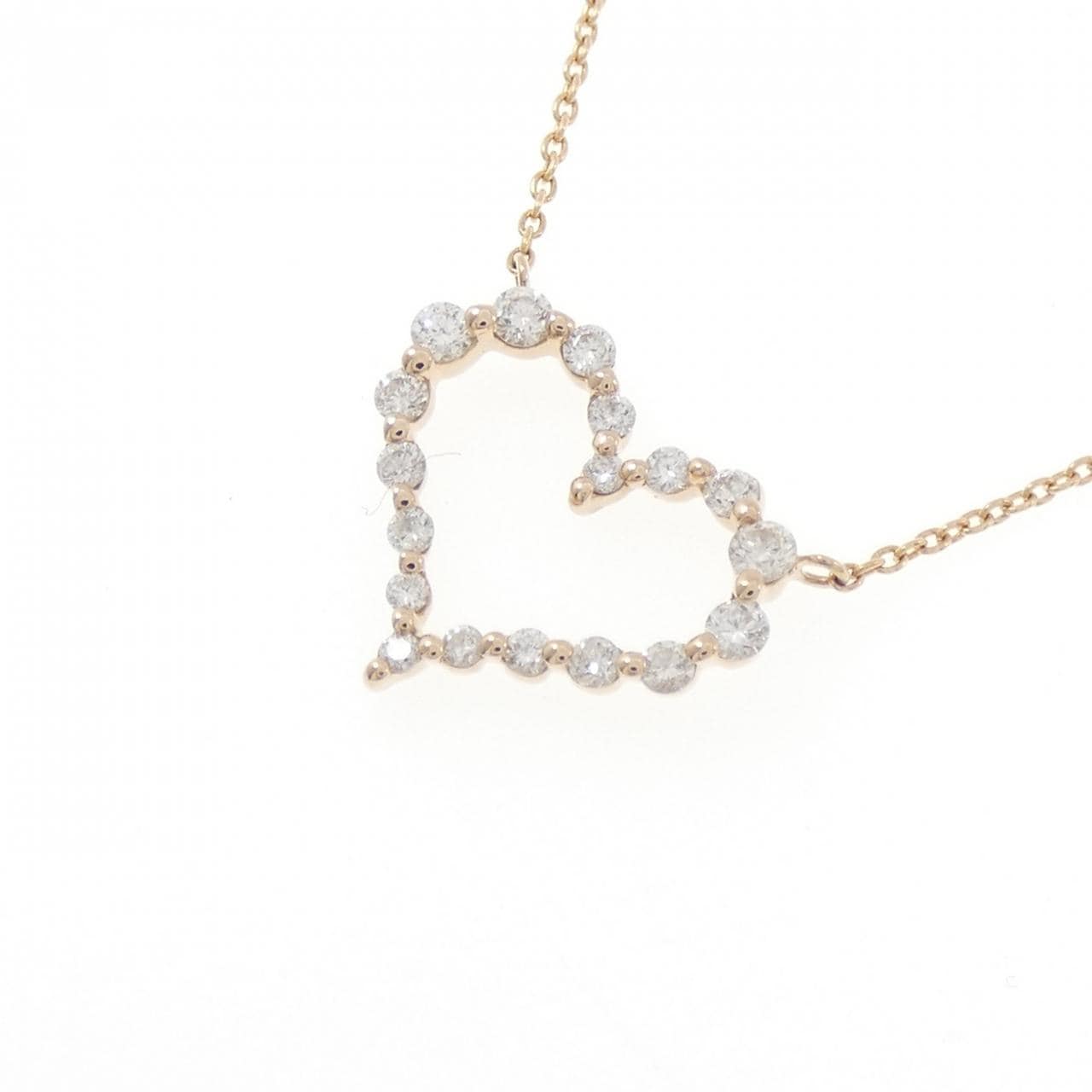 K18PG ハート ダイヤモンド ネックレス 0.30CT