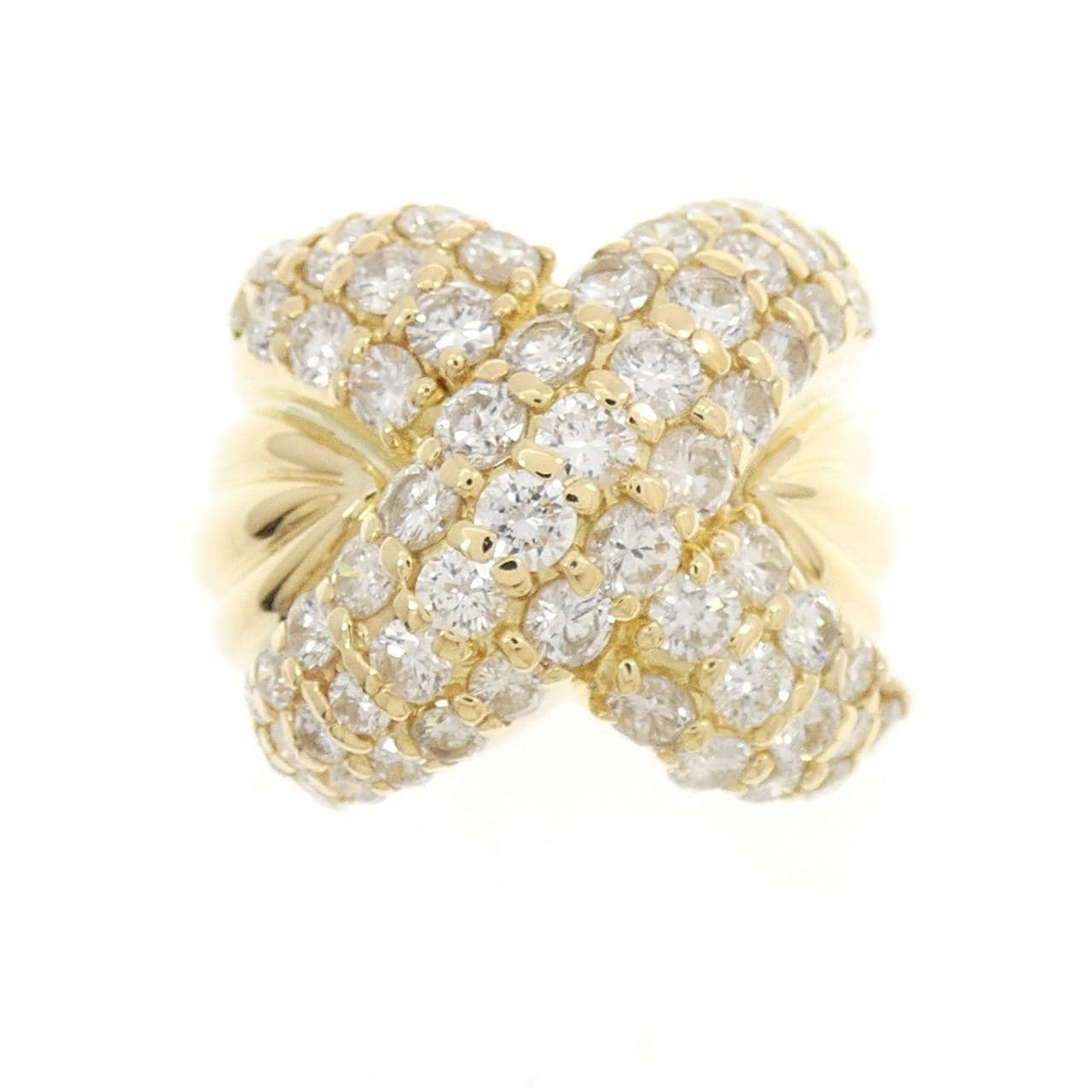 K18YG パヴェ ダイヤモンド リング 3.08CT
