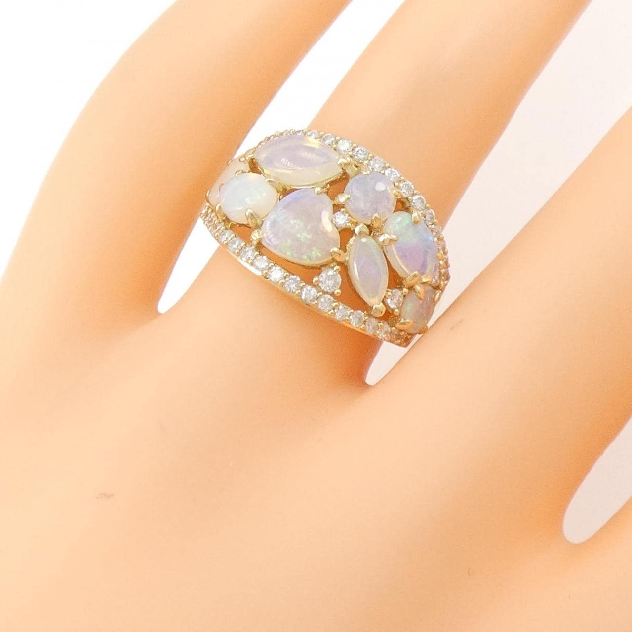 K18YG ハート オパール リング 1.40CT