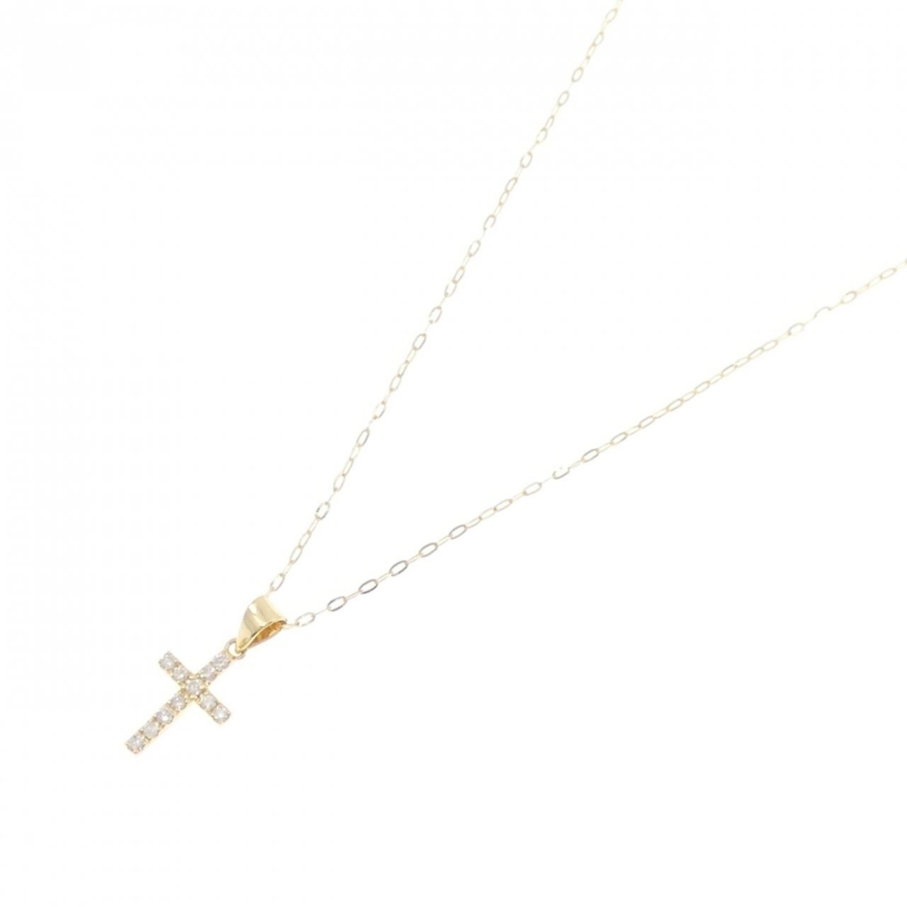 K18YG クロス ダイヤモンド ネックレス 0.11CT