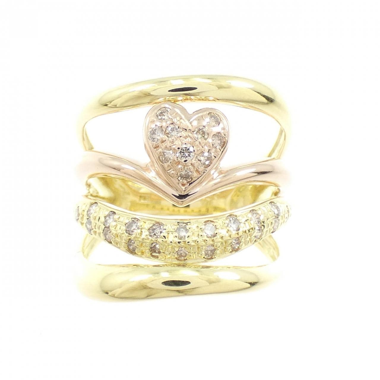K18YG/K18PG ハート ダイヤモンド リング 0.30CT