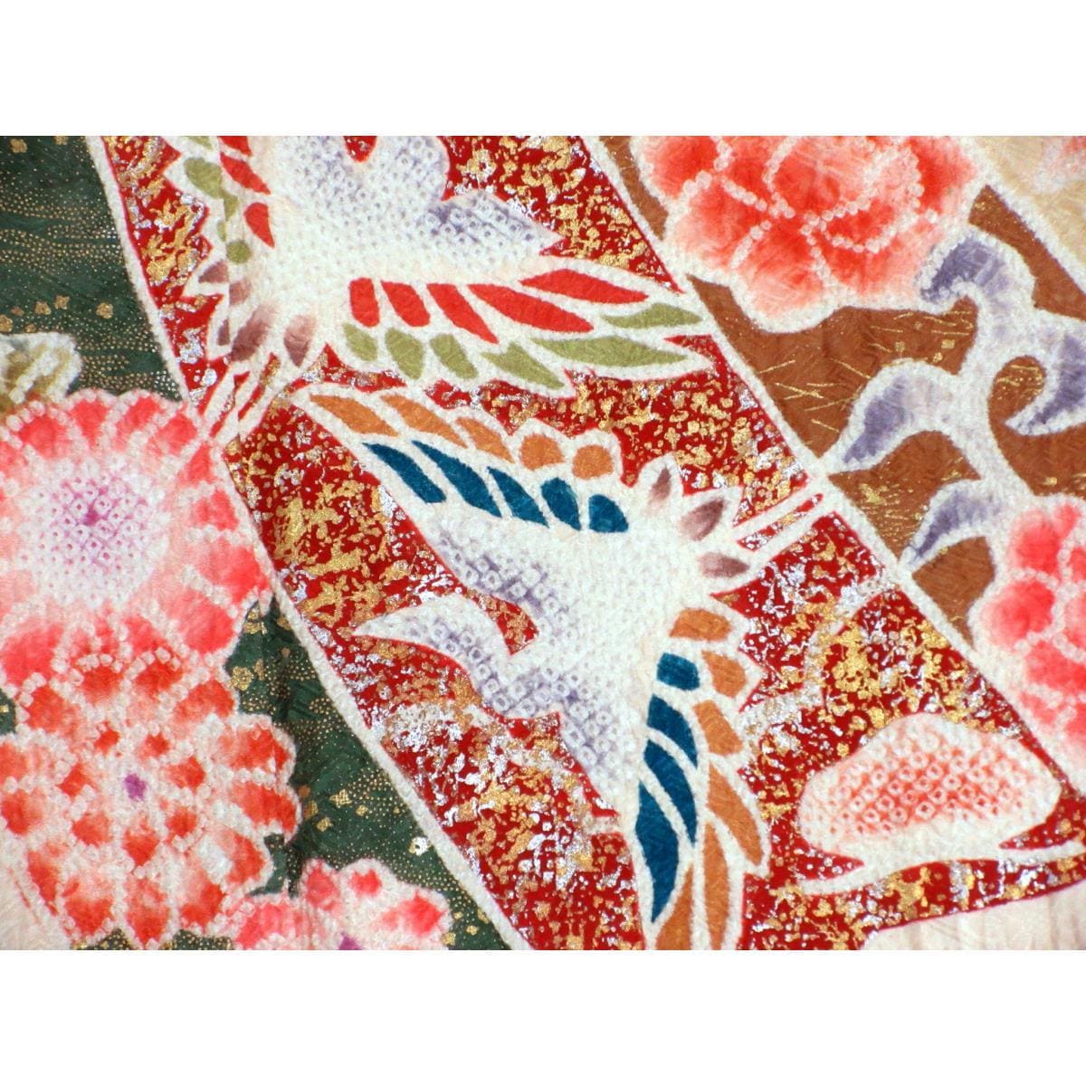 Furisode, all-over tie-dye, gold-leaf finish