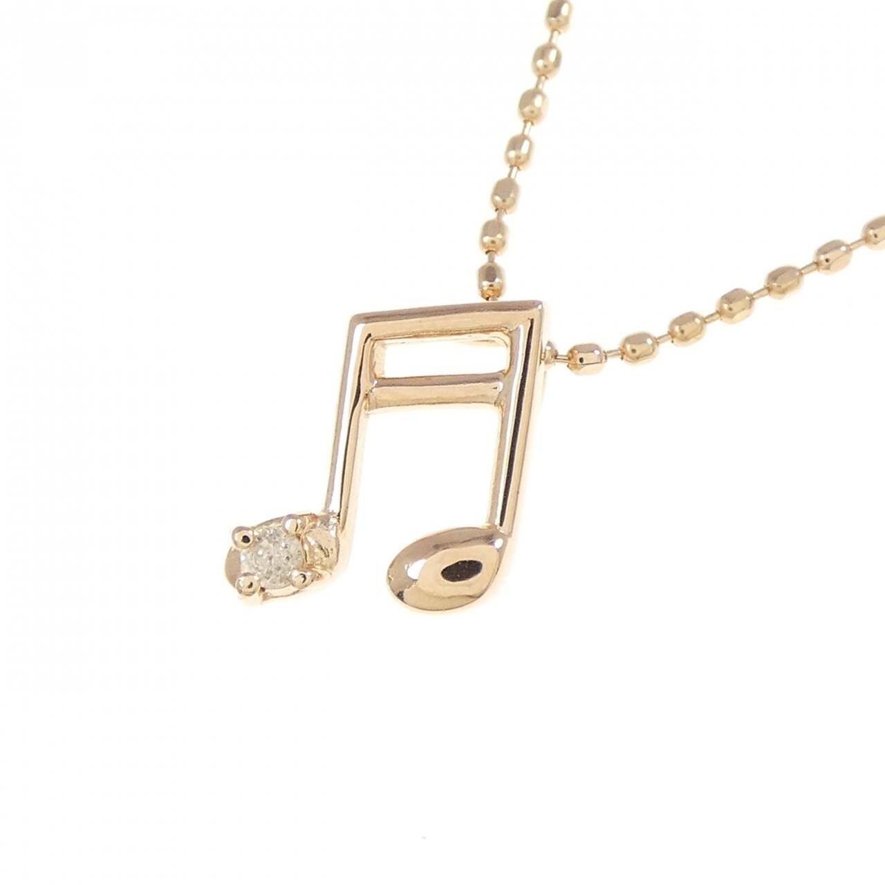 K18PG 音符 ダイヤモンド ネックレス 0.01CT