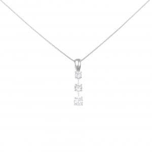 K18WG スリーストーン ダイヤモンド ネックレス 0.50CT