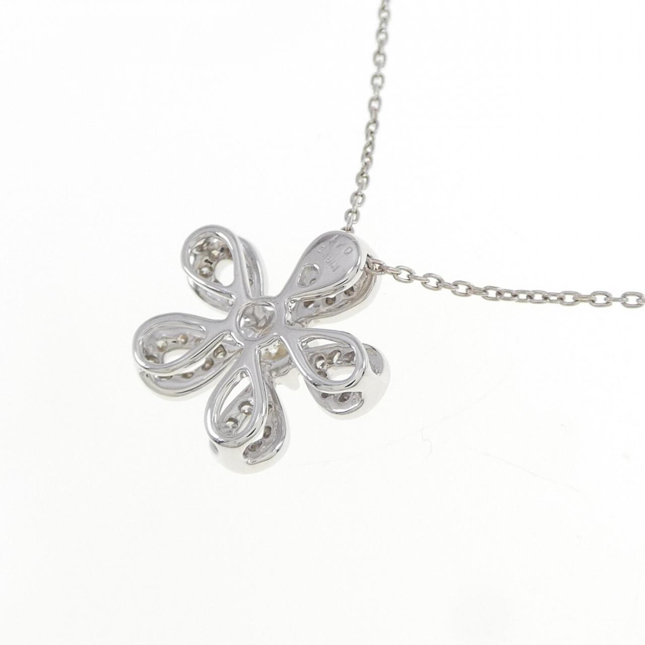 K18WG フラワー ダイヤモンド ネックレス 0.41CT