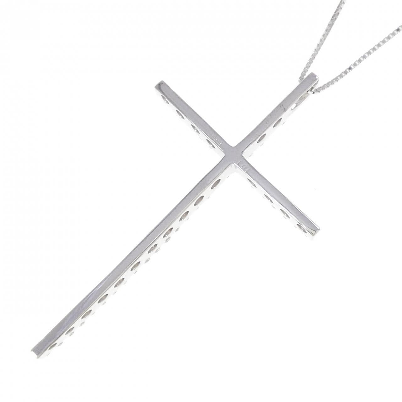 K18WG クロス ダイヤモンド ネックレス 1.01CT