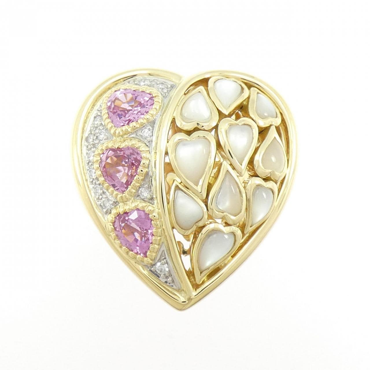 18KYG/PT900 ハート サファイヤ リング 1.73CT