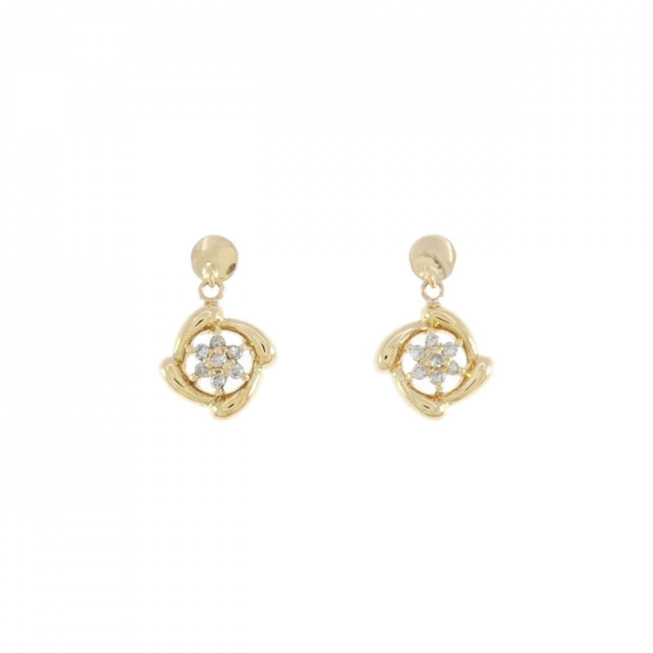 K18YG flower Diamond earrings