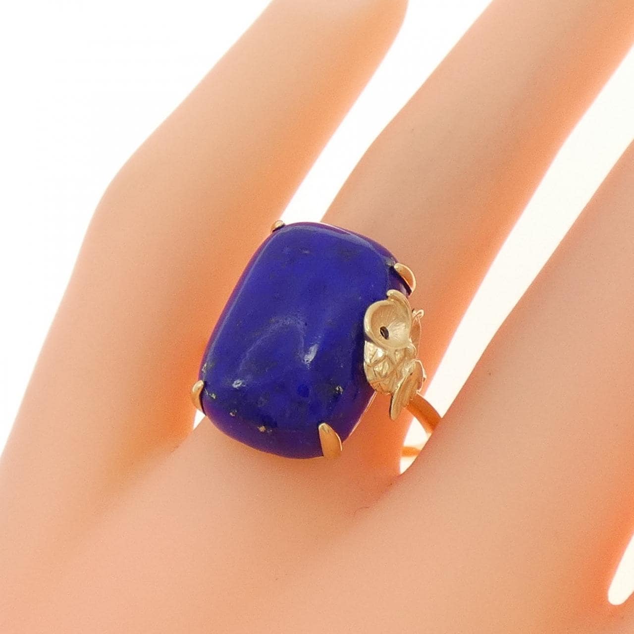 K18YG フクロウ ラピスラズリ リング 13.86CT