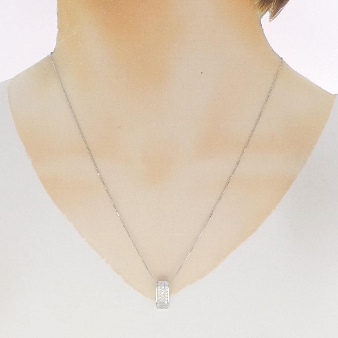 K18WG パヴェ ダイヤモンド ネックレス 0.55CT