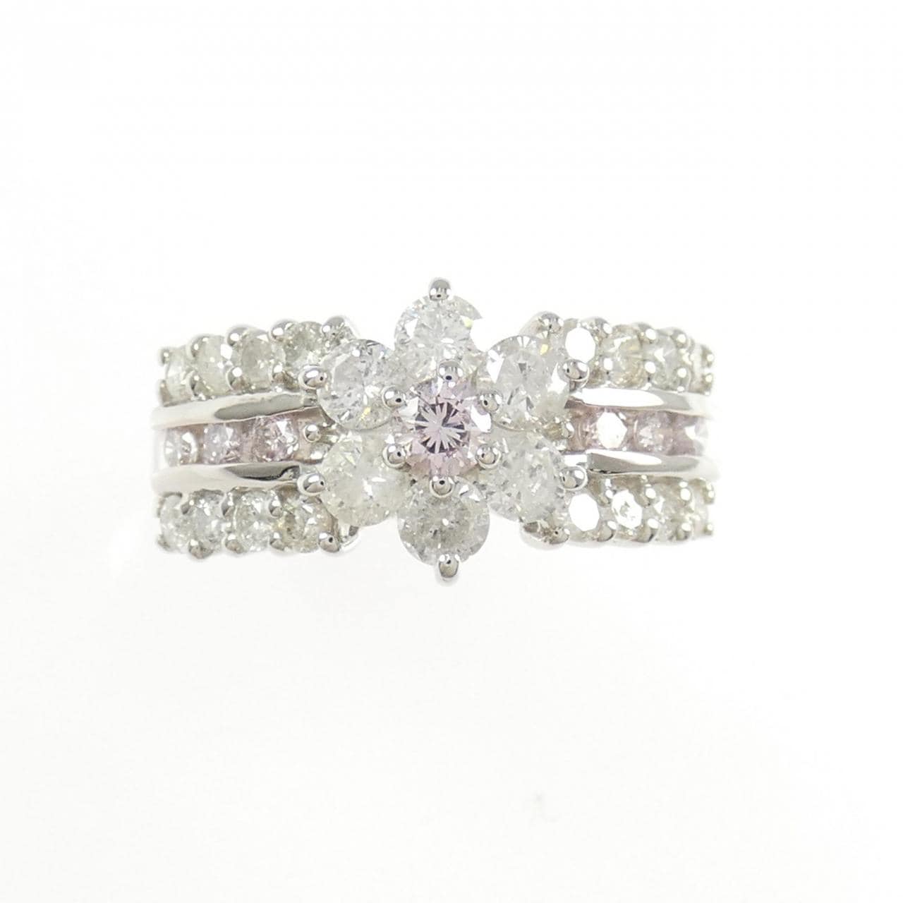 PT1000 フラワー ピンクダイヤモンド リング 0.2CT