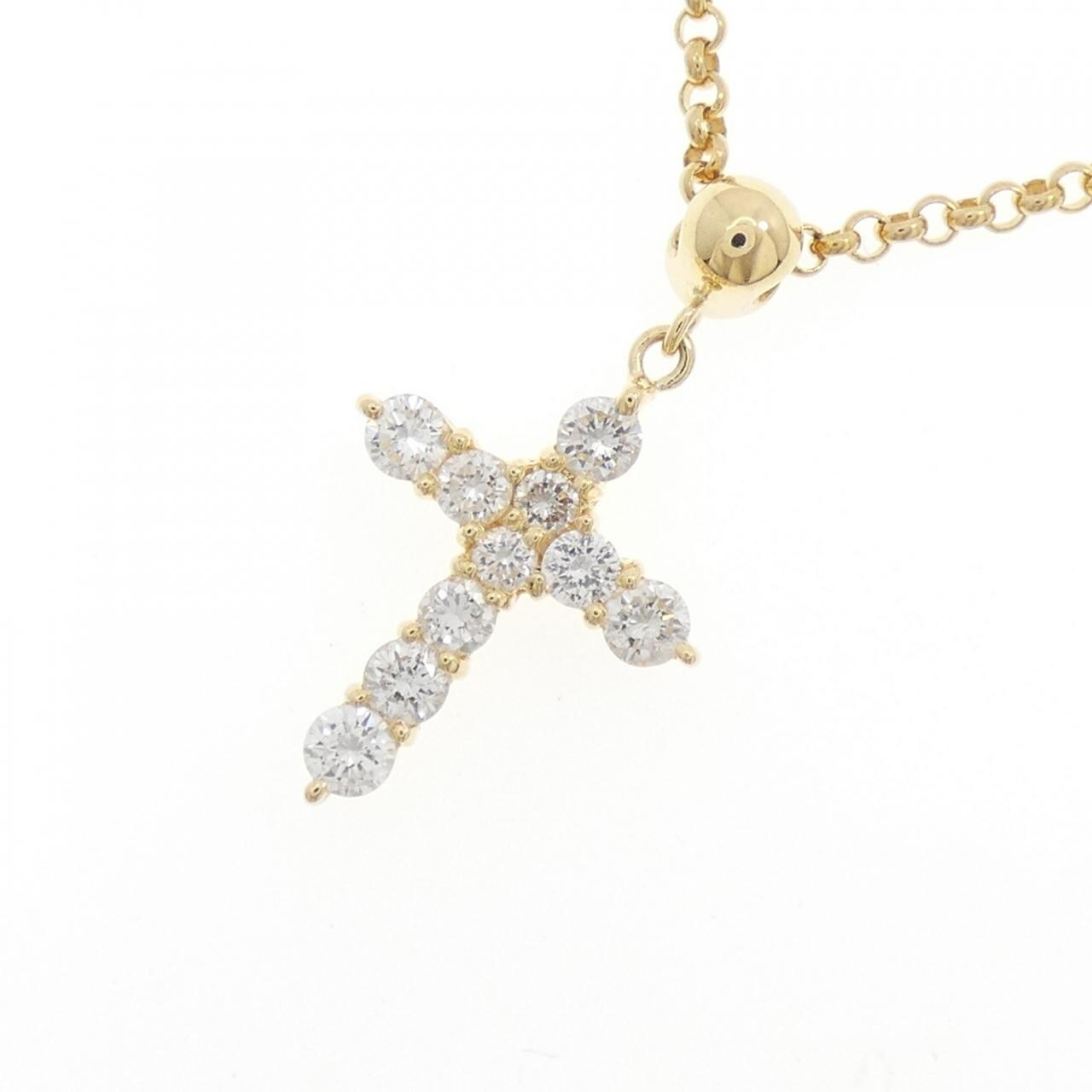 K18YG クロス ダイヤモンド ネックレス 0.50CT