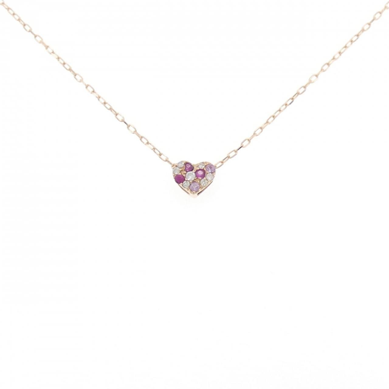 K18PG ハート サファイヤ ネックレス 0.09CT